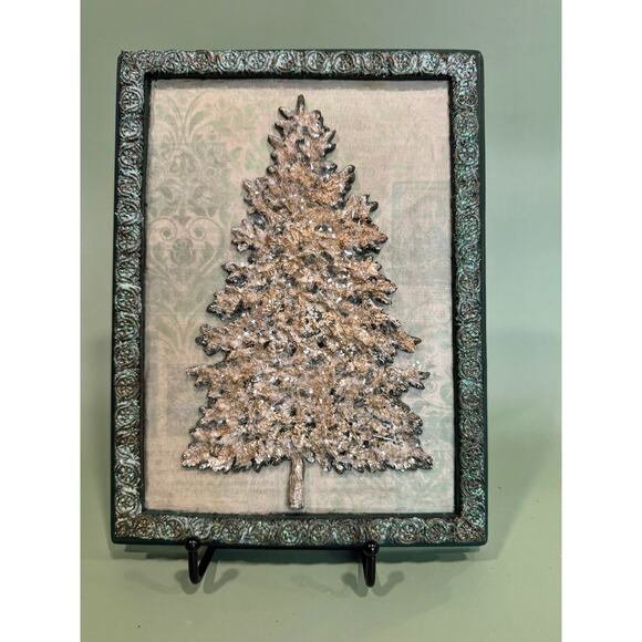 handmade Other - Handcrafted Golden Resin Christmas Tree Assemblage 8×10 Frame OOAK
